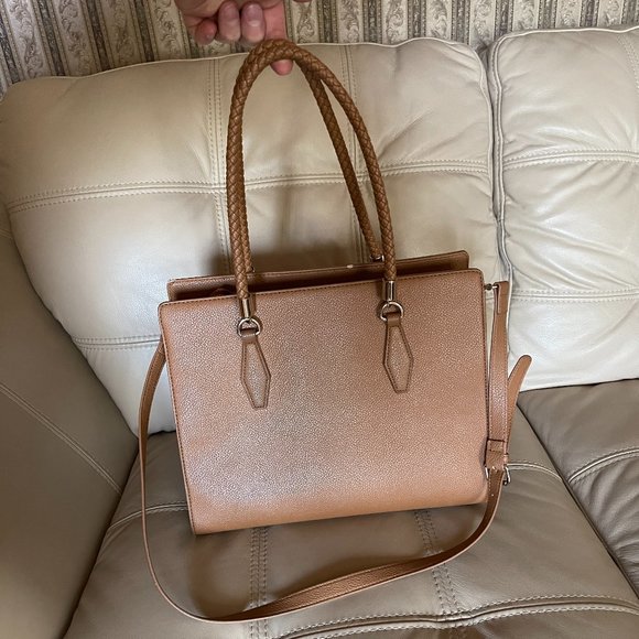 GUESS Monogram Pattern Handbag in TAN - Crossbody Shoulder Strap Included - Picture 6 of 11